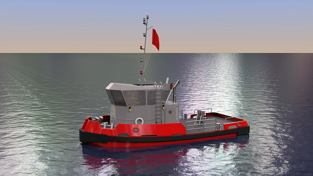 Caption: Computer rendering of one of two tugboats recently ordered by the New York Power Authority (NYPA) to replace two aging vessels—the Daniel Joncaire and the Breaker—that support the winter operations of NYPA’s Niagara Hydroelectric Power Plant and the Sir Adam Beck Pumped Generating Station, owned by Ontario Power Generation.  Photo Credit: NYPA